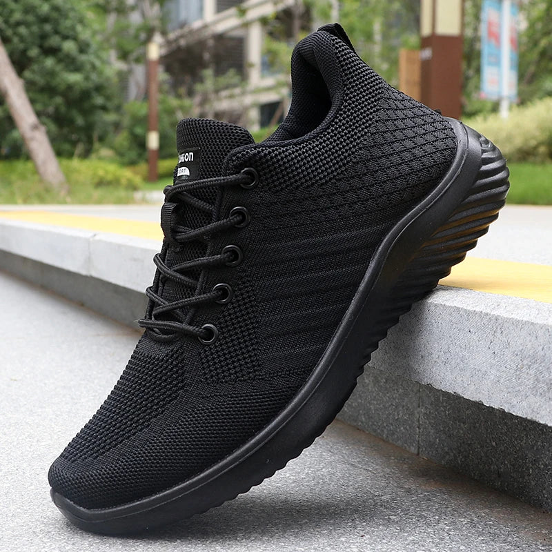 Men's Solid Color Lace-Up Casual Shoes, Lightweight Outdoor Sneakers Suitable for All Seasons Training and Exercise, Lightweight, Breathable, Non-Slip, Ideal for Casual Walking Enthusiasts