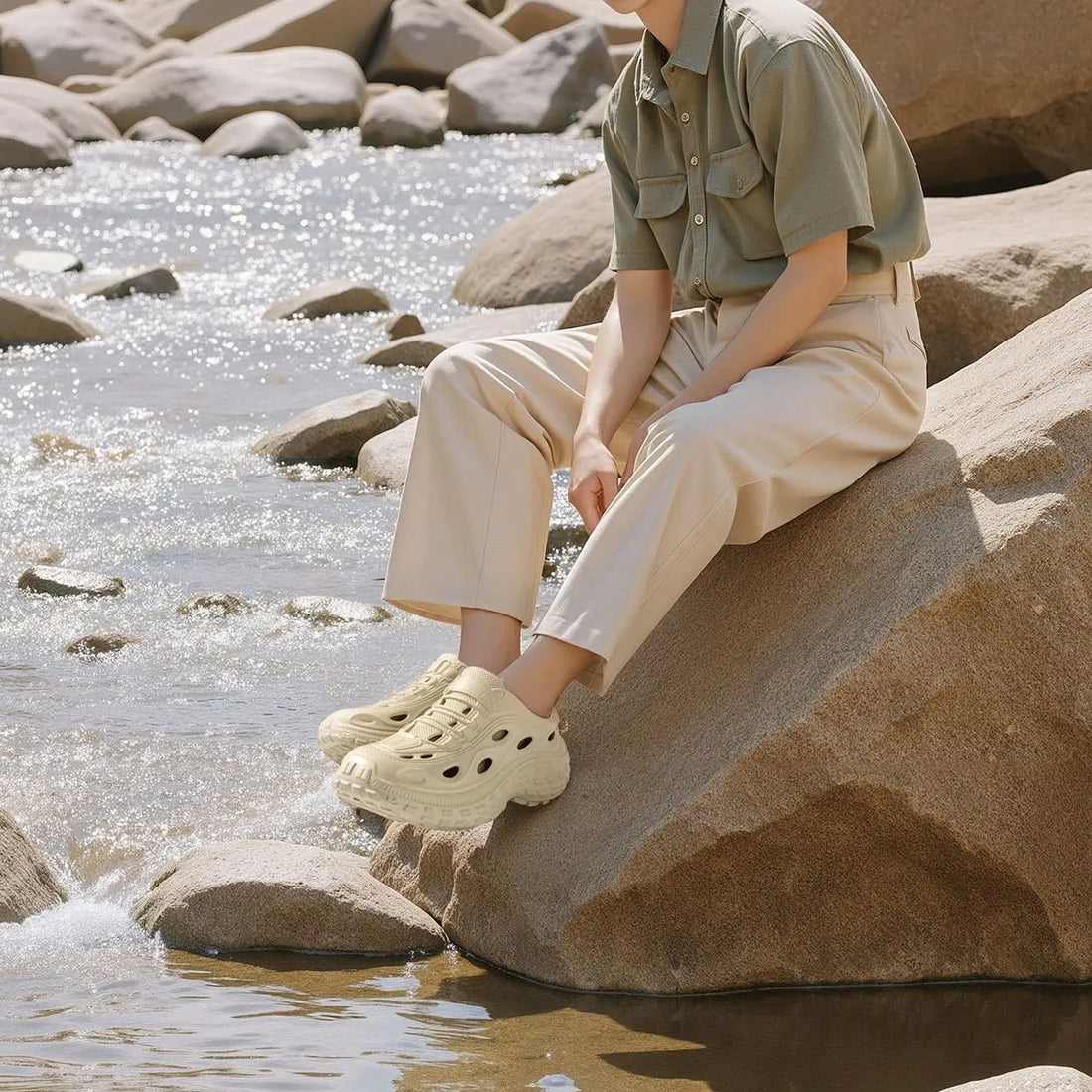 Men's Summer Clogs, Beach Shoes, Non-Slip, Anti-Odor, Baotou Women's Sports and Leisure Driving Sandals, Men's Outdoor River Tracing Shoes, Men's